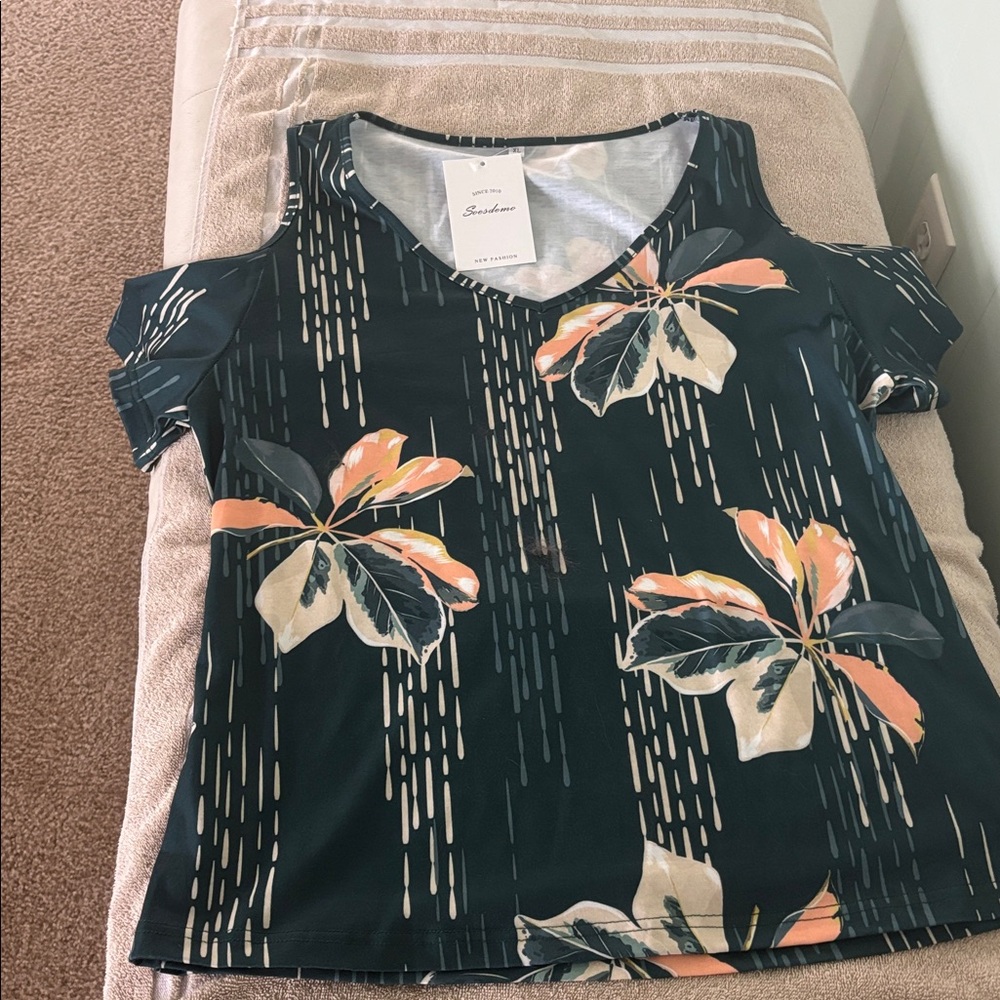 Floral Cold Shoulder Top